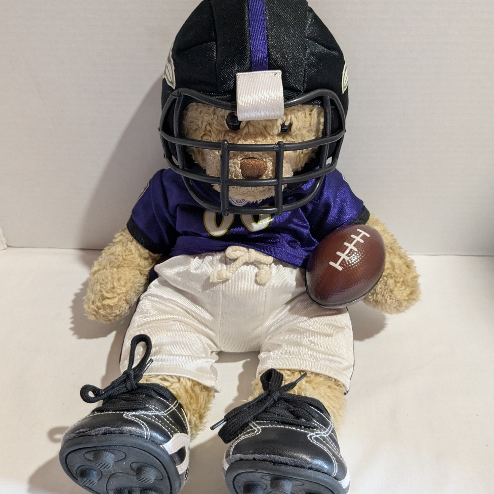 Build A Bear Teddy Bear NFL Baltimore Ravens Uniform & Football